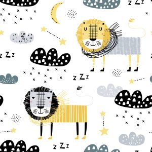 Papier Peint Pour Le Garçon Lions Nuages ​​Lunes – Image 1