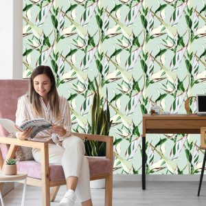 Papier Peint Motifs De Feuilles De La Nature De Style Rétro – Image 7