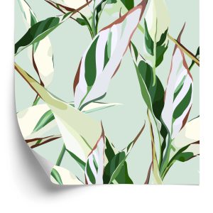 Papier Peint Motifs De Feuilles De La Nature De Style Rétro – Image 2