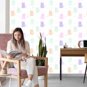 Papier Peint Pour Les Enfants - Chats Colorés – Image 7