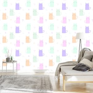 Papier Peint Pour Les Enfants - Chats Colorés – Image 3