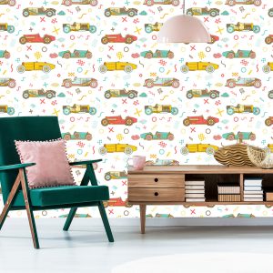 Papier Peint Pour Les Enfants - Voitures De Course Anciennes – Image 6