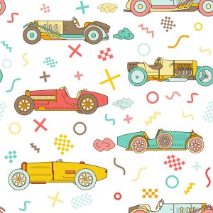 Papier Peint Pour Les Enfants - Voitures De Course Anciennes – Image 1