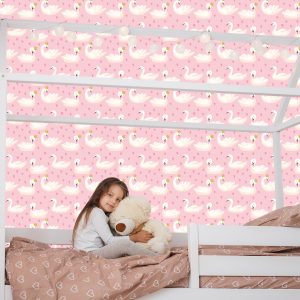 Papier Peint Animaux De Conte De Fées Cygnes Chambre D'enfants – Image 7