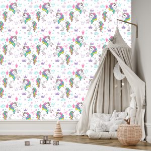 Papier Peint Pour Les Enfants - Licornes Colorées – Image 3