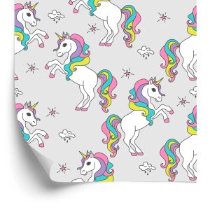 Papier Peint Pour Les Enfants - Licornes Arc-En-Ciel – Image 2