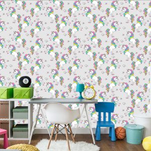 Papier Peint Pour Les Enfants - Licornes Arc-En-Ciel – Image 4