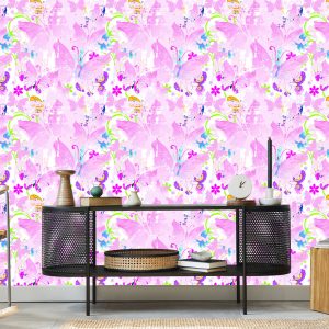 Papier Peint Papillons, Fleurs, Plantes Pour Chambre De Bébé – Image 5