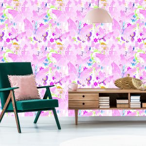 Papier Peint Papillons, Fleurs, Plantes Pour Chambre De Bébé – Image 6