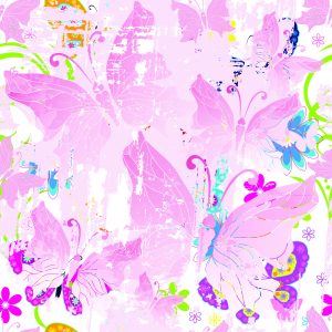 Papier Peint Papillons, Fleurs, Plantes Pour Chambre De Bébé – Image 1