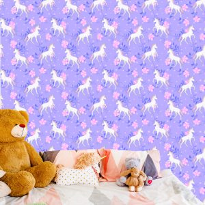 Papier Peint Pour Les Enfants - Licornes Et Fleurs – Image 6