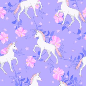 Papier Peint Pour Les Enfants - Licornes Et Fleurs – Image 1