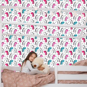 Papier Peint Pour Les Enfants Dans Les Dinosaures À Pois Colorés – Image 7