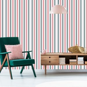 Papier Peint Moderne Dans Un Salon À Rayures Verticales Colorées – Image 6