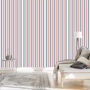 Papier Peint Moderne Dans Un Salon À Rayures Verticales Colorées – Image 3