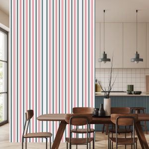 Papier Peint Moderne Dans Un Salon À Rayures Verticales Colorées – Image 4