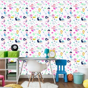 Papier Peint Étoiles De Sirènes De Conte De Fées Pour Une Chambre D'enfant – Image 4