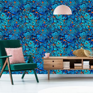 Papier Peint Inscriptions Graffiti Dans Les Tons De Bleu – Image 6