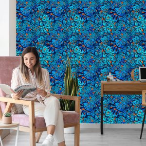 Papier Peint Inscriptions Graffiti Dans Les Tons De Bleu – Image 7