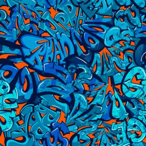 Papier Peint Inscriptions Graffiti Dans Les Tons De Bleu – Image 1