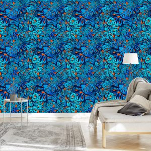 Papier Peint Inscriptions Graffiti Dans Les Tons De Bleu – Image 3