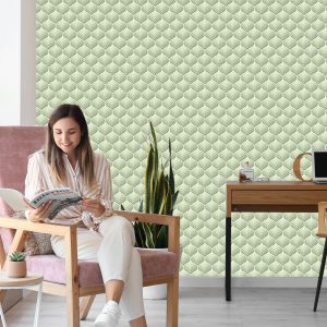 Papier Peint Motifs Rétro Verts – Image 7
