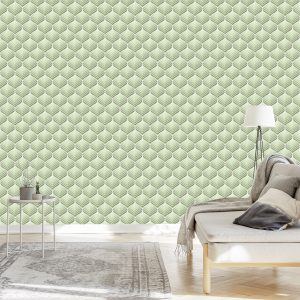 Papier Peint Motifs Rétro Verts – Image 3