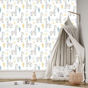 Papier Peint Pour Les Plantes Colorées De Cactus De Girafes D'enfants – Image 3