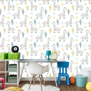 Papier Peint Pour Les Plantes Colorées De Cactus De Girafes D'enfants – Image 4
