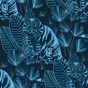 Papier Peint Tigres Et Plantes – Image 1