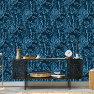 Papier Peint Feuilles Tropicales Aux Couleurs Sombres – Image 5