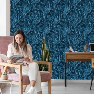 Papier Peint Feuilles Tropicales Aux Couleurs Sombres – Image 7