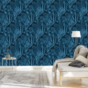 Papier Peint Feuilles Tropicales Aux Couleurs Sombres – Image 3