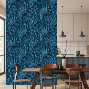 Papier Peint Feuilles Tropicales Aux Couleurs Sombres – Image 4