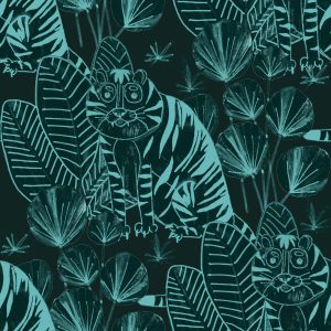 Papier Peint Tigres Et Plantes – Image 1