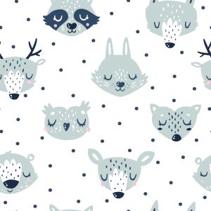 Papier Peint Ours Hibou Lièvre Cerf – Image 1