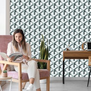 Papier Peint Effet 3D Géométrique Avec Profondeur Pour Le Salon – Image 7