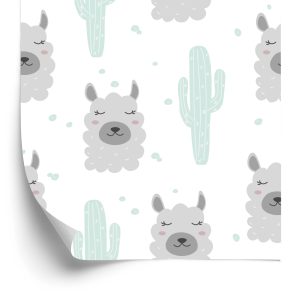 Papier Peint Plantes De Cactus Lama Pour Chambre De Bébé – Image 2