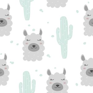 Papier Peint Plantes De Cactus Lama Pour Chambre De Bébé – Image 1