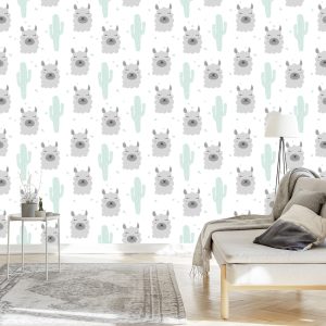 Papier Peint Plantes De Cactus Lama Pour Chambre De Bébé – Image 3