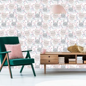 Papier Peint Pour Les Enfants - Petits Chatons Et Fleurs – Image 6