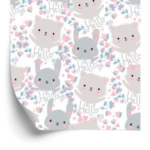 Papier Peint Pour Les Enfants - Petits Chatons Et Fleurs – Image 2