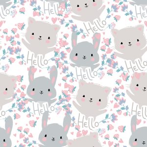 Papier Peint Pour Les Enfants - Petits Chatons Et Fleurs – Image 1