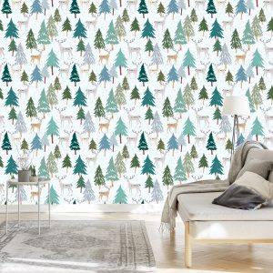 Papier Peint Arbres Vert Animaux Forêt – Image 3