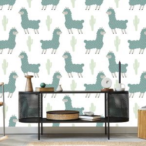 Papier Peint Lama Cactus Nature Chambre D'enfant – Image 5