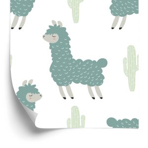 Papier Peint Lama Cactus Nature Chambre D'enfant – Image 2