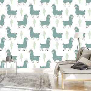Papier Peint Lama Cactus Nature Chambre D'enfant – Image 3