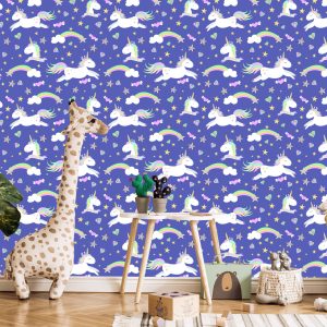 Papier Peint Pour Les Enfants - Licornes, Nuages ​​Et Arcs-En-Ciel – Image 5