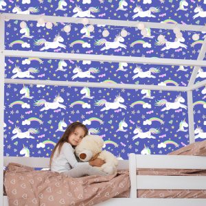 Papier Peint Pour Les Enfants - Licornes, Nuages ​​Et Arcs-En-Ciel – Image 7