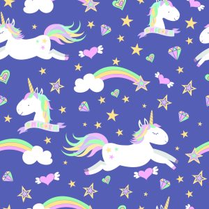 Papier Peint Pour Les Enfants - Licornes, Nuages ​​Et Arcs-En-Ciel – Image 1